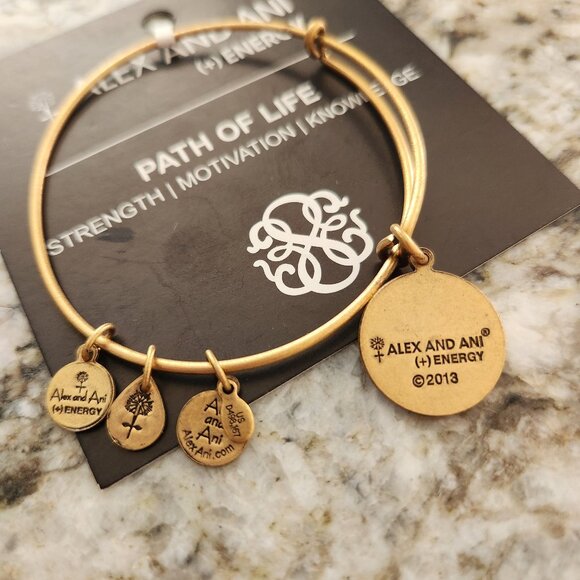 Alex and Ani Bangle Bracelet Path of Life Gold Finish New - Picture 3 of 3
